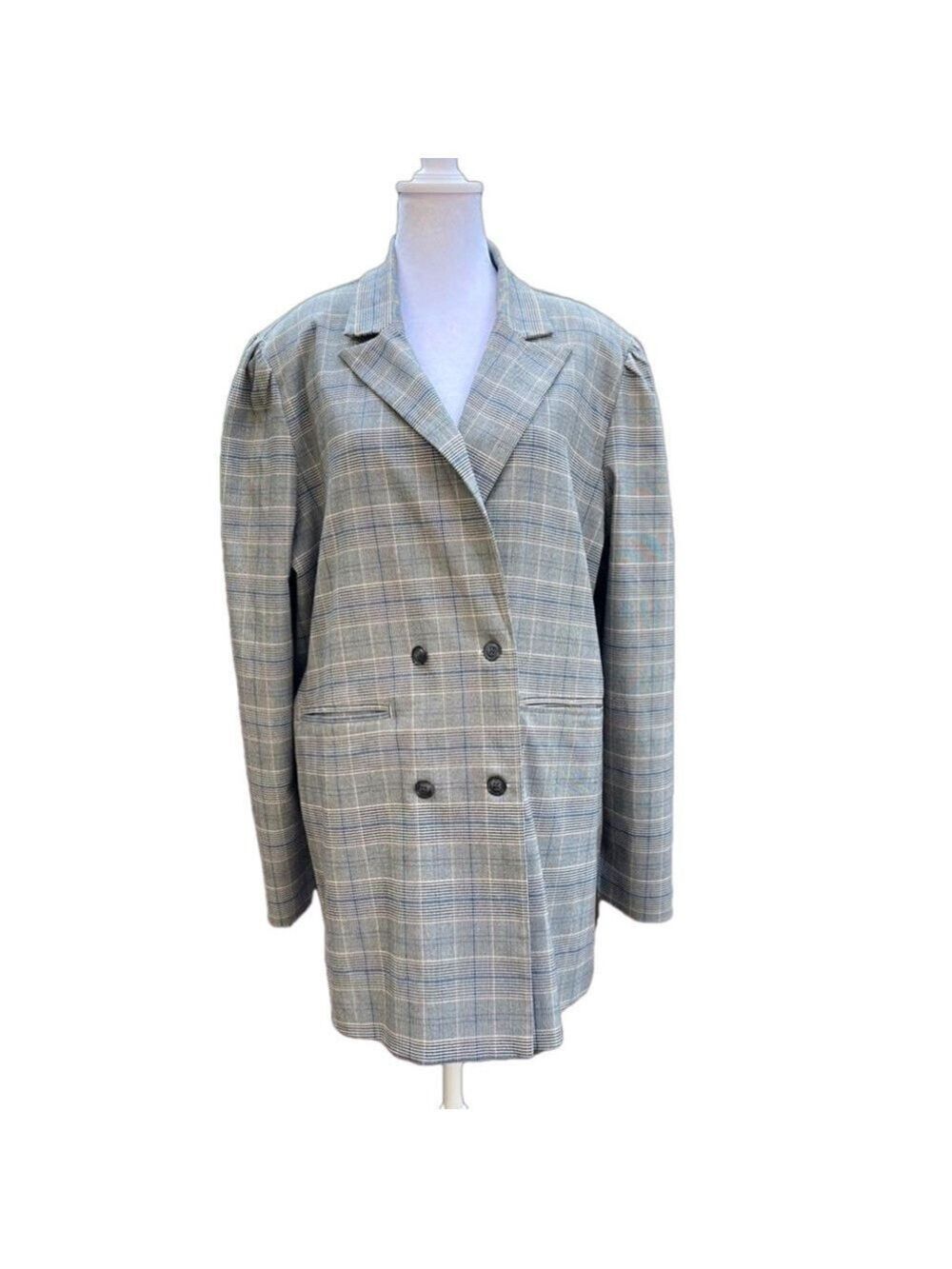 Somewherelately XXL double breasted light shoulder padded long lined blazer